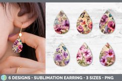 Bundle of six Decoupage Petunias Teardrop Earrings designs.