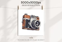 Vintage Photo Camera Watercolor Clipart PNG Collage Nursery Art Yellow  Transparent Print for invitation t-shirt designs sublimation kids printable digital watercolor Vintage camera png clipart, yellow, red, blue jpeg sublimation clip art, nursery wall ar