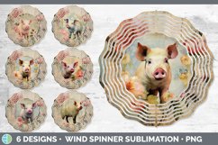 Bundle of six Decoupage Pigs Wind Spinner designs.
