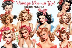 Vintage Pin up Girl Sublimation Clipart Bundle Product Image 1