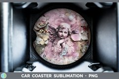 GorgeousVintage Pink Christmas Car Coaster design.