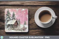 GorgeousVintage Pink Christmas Square Coaster design.