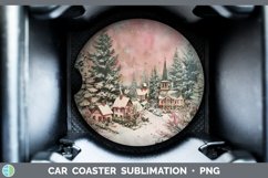 GorgeousVintage Pink Christmas Car Coaster design.