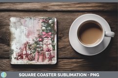 GorgeousVintage Pink Christmas Square Coaster design.