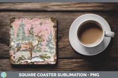 GorgeousVintage Pink Christmas Square Coaster design.