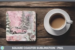 GorgeousVintage Pink Christmas Square Coaster design.