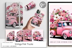 Digital Paper Vintage Pink Trucks Product Image 1