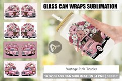 Glass Can Wraps Vintage Pink Trucks Product Image 1