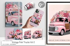 Digital Paper Vintage Pink Trucks Product Image 1
