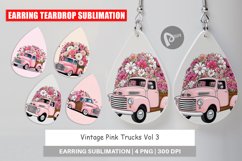 Earring Teardrop Vintage Pink Trucks Product Image 1