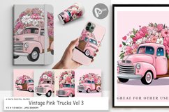 Digital Paper Vintage Pink Trucks Product Image 1
