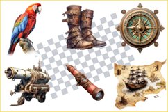 Vintage Pirates Clipart Bundle set of 30 Png, Pirates Bundle Product Image 2