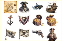 Vintage Pirates Clipart Bundle set of 30 Png, Pirates Bundle Product Image 4