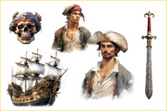 Vintage Pirates Clipart Bundle set of 30 Png, Pirates Bundle Product Image 5