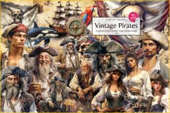 Vintage Pirates Clipart Bundle set of 30 Png, Pirates Bundle Product Image 1