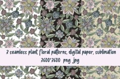 Vintage plant flowers seamless patterns digital paper