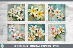 Bundle of six Decoupage Plumerias Paper Backgrounds designs.