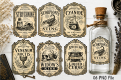 Vintage Poison Potion Bottle Labels PNG Product Image 1