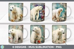 Bundle of six Decoupage Polar Bears Mug Wrap designs.