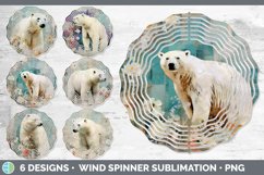 Bundle of six Decoupage Polar Bears Wind Spinner designs.