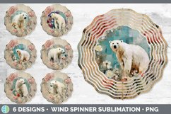 Bundle of six Decoupage Polar Bears Wind Spinner designs.