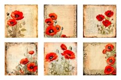 Vintage Poppy Paper Backgrounds