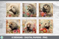 Bundle of six Decoupage Porcupines Paper Backgrounds designs.
