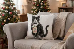 Vintage Postcard Catmas Greetings Sublimation Product Image 4