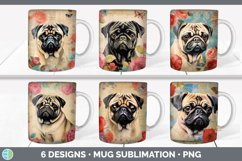Bundle of six Decoupage Pugs Mug Wrap designs.