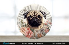 Vintage Pug Dog Wind Spinner Sublimation PNG Design Product Image 1