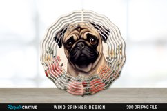 Vintage Pug Dog Wind Spinner Sublimation PNG Design Product Image 1