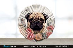 Vintage Pug Dog Wind Spinner Sublimation PNG Design Product Image 1