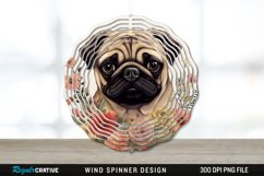 Vintage Pug Dog Wind Spinner Sublimation PNG Design Product Image 1