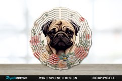 Vintage Pug Dog Wind Spinner Sublimation PNG Design Product Image 1