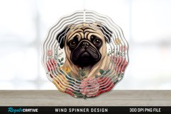 Vintage Pug Dog Wind Spinner Sublimation PNG Design Product Image 1