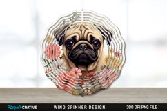 Vintage Pug Dog Wind Spinner Sublimation PNG Design Product Image 1