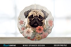 Vintage Pug Dog Wind Spinner Sublimation PNG Design Product Image 1