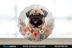 Vintage Pug Dog Wind Spinner Sublimation PNG Design Product Image 1