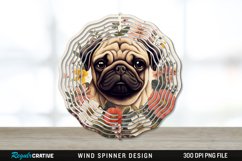 Vintage Pug Dog Wind Spinner Sublimation PNG Design Product Image 1