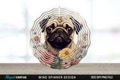 Vintage Pug Dog Wind Spinner Sublimation PNG Design Product Image 1