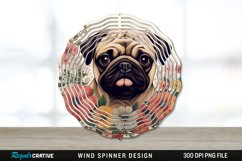 Vintage Pug Dog Wind Spinner Sublimation PNG Design Product Image 1