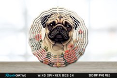 Vintage Pug Dog Wind Spinner Sublimation PNG Design Product Image 1