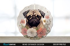 Vintage Pug Dog Wind Spinner Sublimation PNG Design Product Image 1