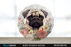 Vintage Pug Dog Wind Spinner Sublimation PNG Design Product Image 1