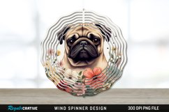 Vintage Pug Dog Wind Spinner Sublimation PNG Design Product Image 1