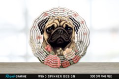 Vintage Pug Dog Wind Spinner Sublimation PNG Design Product Image 1