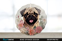 Vintage Pug Dog Wind Spinner Sublimation PNG Design Product Image 1