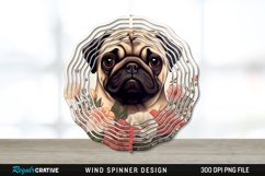 Vintage Pug Dog Wind Spinner Sublimation PNG Design Product Image 1