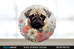 Vintage Pug Dog Wind Spinner Sublimation PNG Design Product Image 1