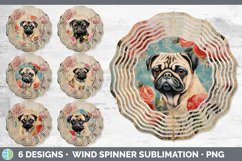 Bundle of six Decoupage Pugs Wind Spinner designs.